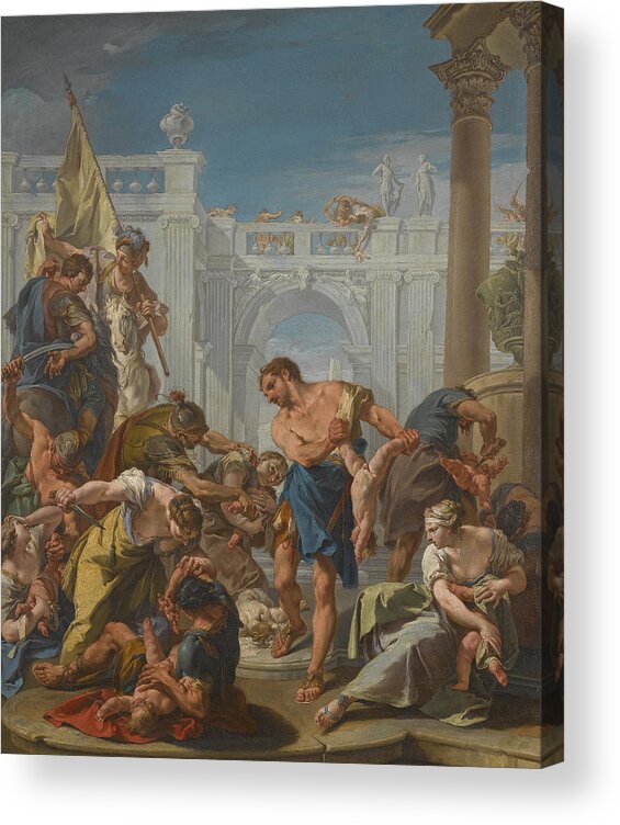 Giambattista Pittoni Acrylic Print featuring the painting The Massacre of the Innocents by Giambattista Pittoni