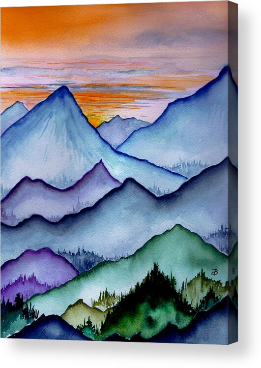 Landscape Acrylic Print featuring the painting The Misty Mountains by Brenda Owen