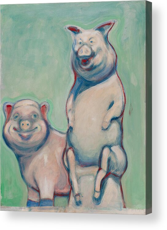 Pigs Acrylic Print featuring the painting The Pigs by John Reynolds