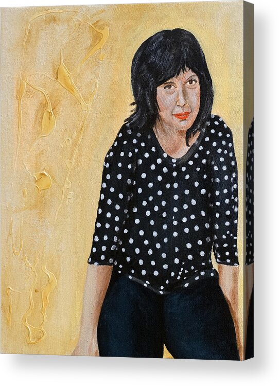 Polka Dots Acrylic Print featuring the painting Hey There Lonely Girl by Kevin Callahan