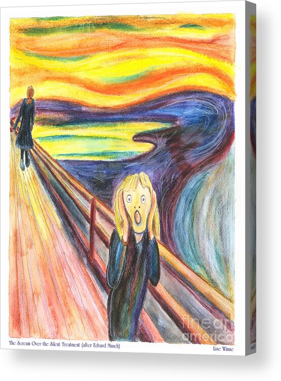 Lise Winne Acrylic Print featuring the painting The Scream Over the Silent Treatment After Edvard Munch by Lise Winne