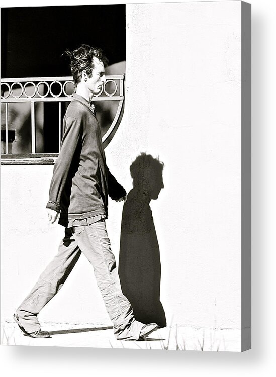 Black And White Acrylic Print featuring the photograph The Screaming Man by Amber Abbott