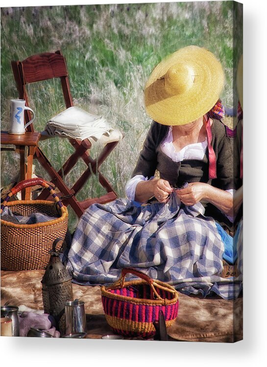 Sewing Acrylic Print featuring the photograph The Sewing Lady by Jolynn Reed