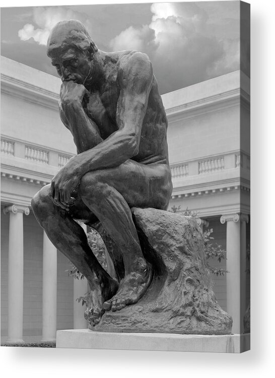 The Thinker Acrylic Print featuring the photograph The Thinker Bronze Sculpture Auguste Rodin Legion of Honor San Francisco California 1 by Kathy Anselmo