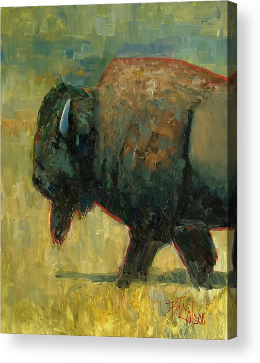 Bison Acrylic Print featuring the painting The Traveler by Billie Colson