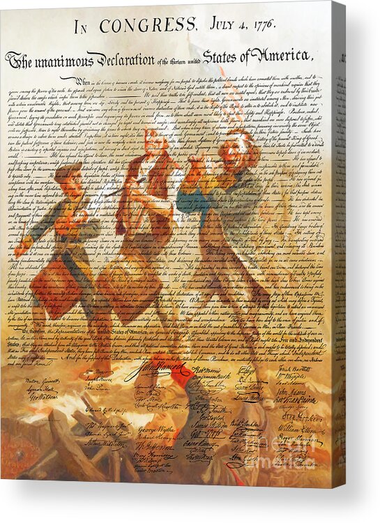 Usa Acrylic Print featuring the photograph The United States Declaration of Independence And The Spirit of 76 20150704v1 by Wingsdomain Art and Photography