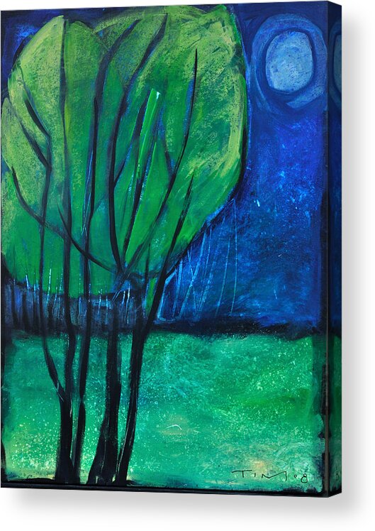 Trees Acrylic Print featuring the painting Then Came Evening by Tim Nyberg