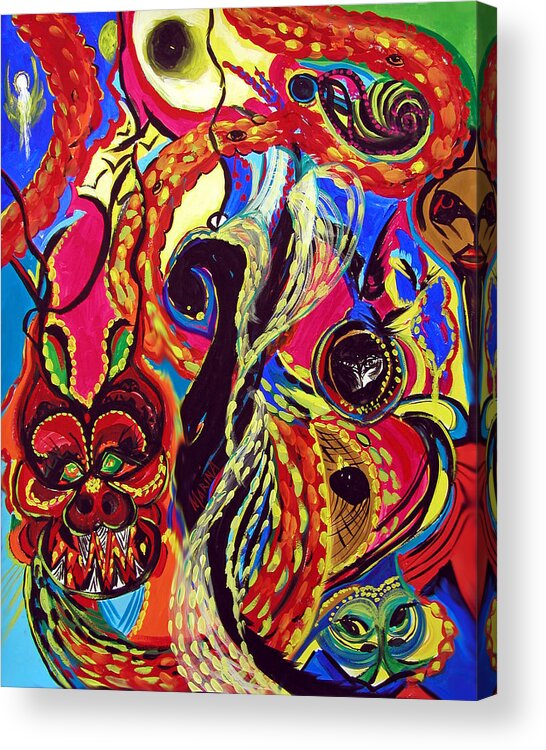 Abstract Acrylic Print featuring the painting Angel And Dragon by Marina Petro