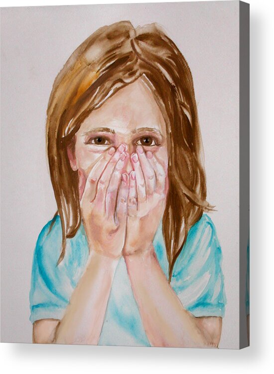 Little Girls Acrylic Print featuring the painting Tickled Pink by Anne Cameron Cutri