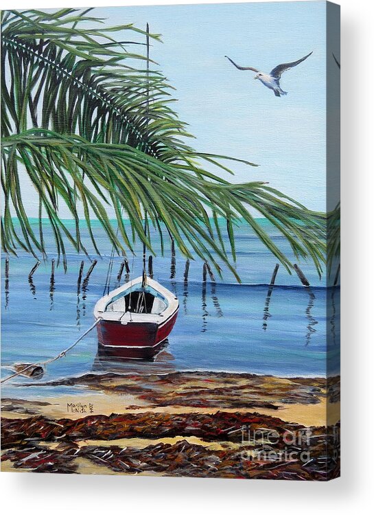 Caye Caulker Acrylic Print featuring the painting Tides Out by Marilyn McNish