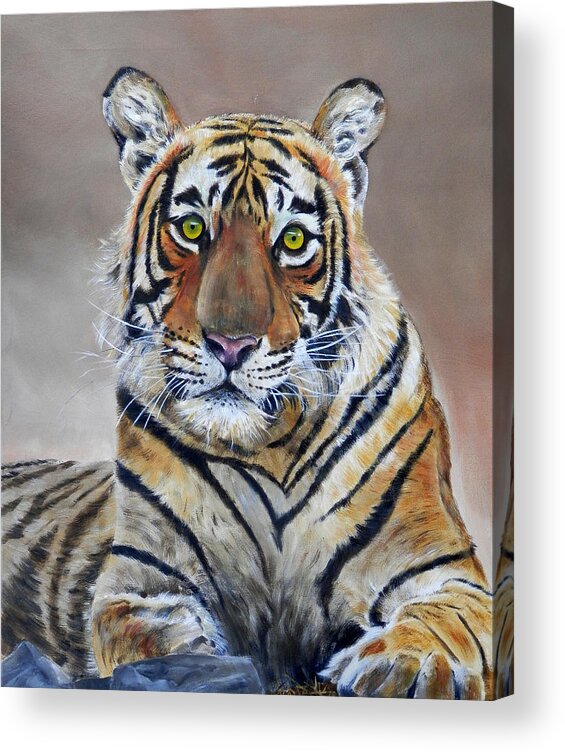 Tiger Acrylic Print featuring the painting Tiger portrait by John Neeve