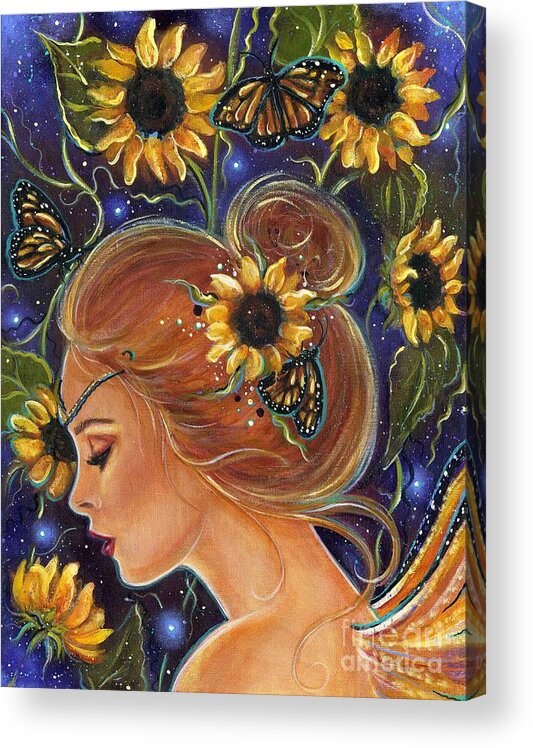 Sunflower Art Acrylic Print featuring the painting Time to be free by Renee Lavoie