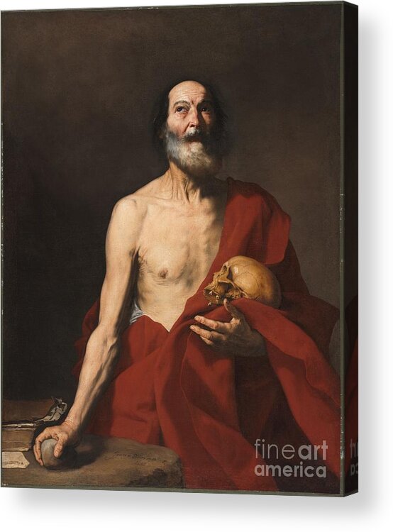 Jusepe De Ribera Acrylic Print featuring the painting Title Saint Jerome by MotionAge Designs