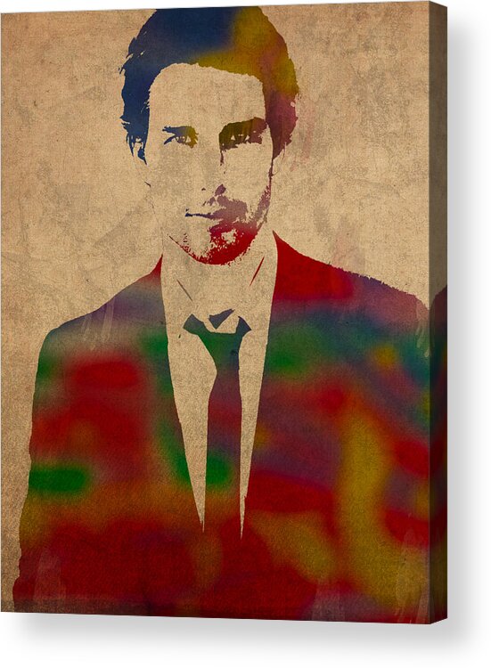 Tom Acrylic Print featuring the mixed media Tom Cruise Watercolor Portrait by Design Turnpike