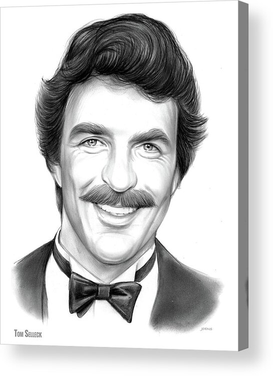Tom Selleck Acrylic Print featuring the drawing Tom by Greg Joens