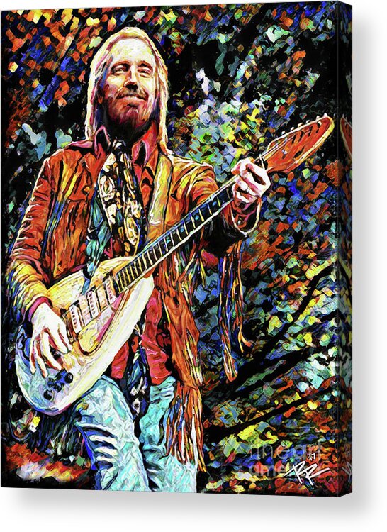 Tom Petty Art Acrylic Print featuring the mixed media Tom Petty Art by Ryan Rock Artist