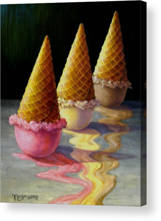 Food Acrylic Print featuring the painting Toppled Triple Treat by Tanja Ware
