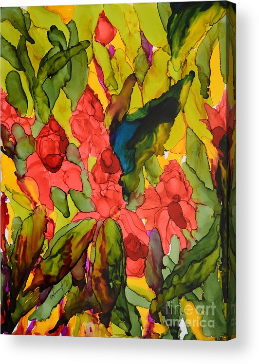 Ginger Torch Acrylic Print featuring the painting Torch Ginger in Philippines by Vicki Housel