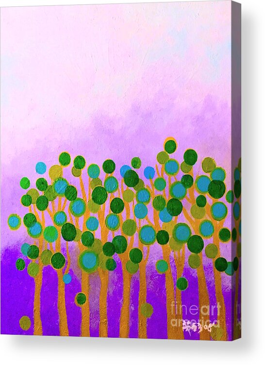 Nature Acrylic Print featuring the painting Trees in purple by Wonju Hulse