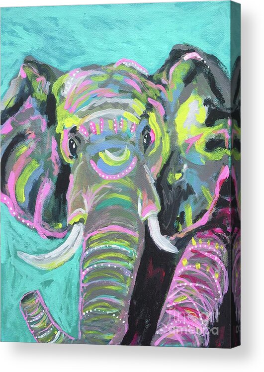 Elephant Acrylic Print featuring the painting Tribal Elephant by Kim Heil