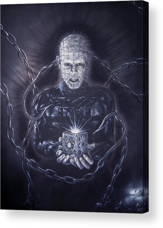 Pinhead Acrylic Print featuring the painting Tribute to Hellraiser by Jonathan Anderson