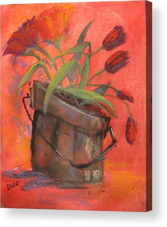 Tulip Acrylic Print featuring the painting Tulip Bucket by Terri Einer