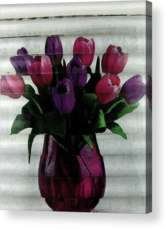 Floral Acrylic Print featuring the digital art Tulip Time by Florene Welebny