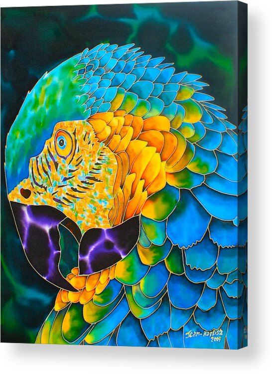 Turquoise Gold Macaw Acrylic Print featuring the painting Turquoise Gold Macaw by Daniel Jean-Baptiste