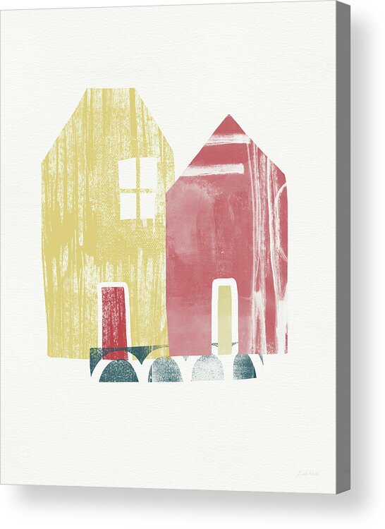 Houses Acrylic Print featuring the painting Two Sisters- Art by Linda Woods by Linda Woods