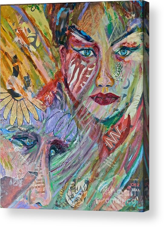 Women Acrylic Print featuring the mixed media Two Women by Michael Cinnamond