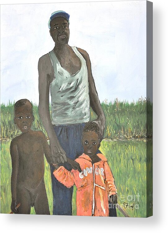 Uganda Acrylic Print featuring the painting Uganda Family by Reb Frost