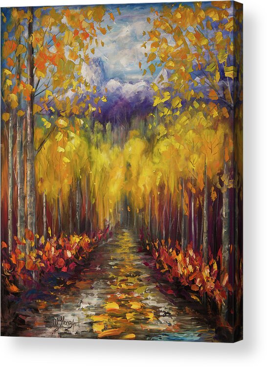 Licensingart Acrylic Print featuring the digital art Uncompahgre National Forest Palette Knife Painting by OLena Art by Lena Owens - Vibrant DESIGN