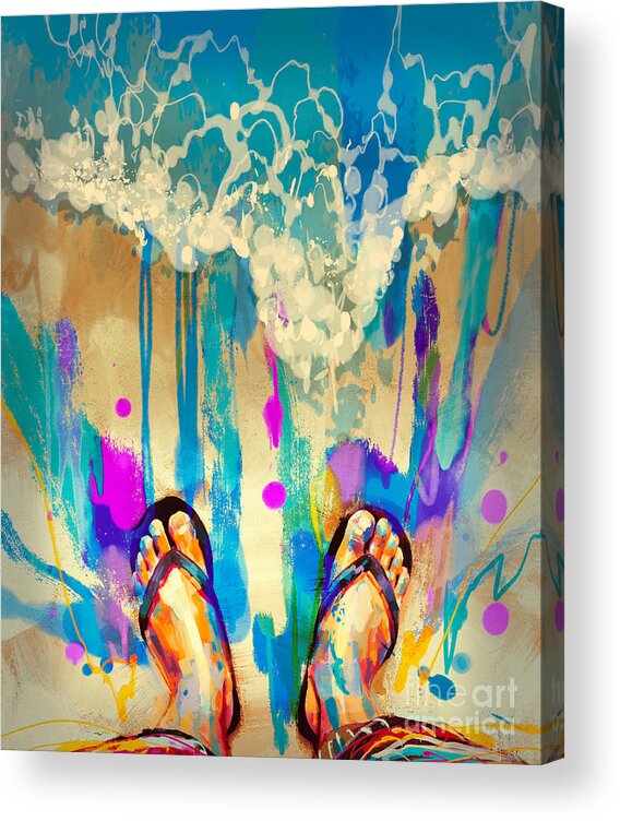 Abstract Acrylic Print featuring the painting Vacation Time by Tithi Luadthong
