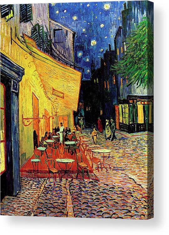 Van Gogh Acrylic Print featuring the painting Van Gogh Cafe Terrace Place du Forum at Night by Vincent Van Gogh