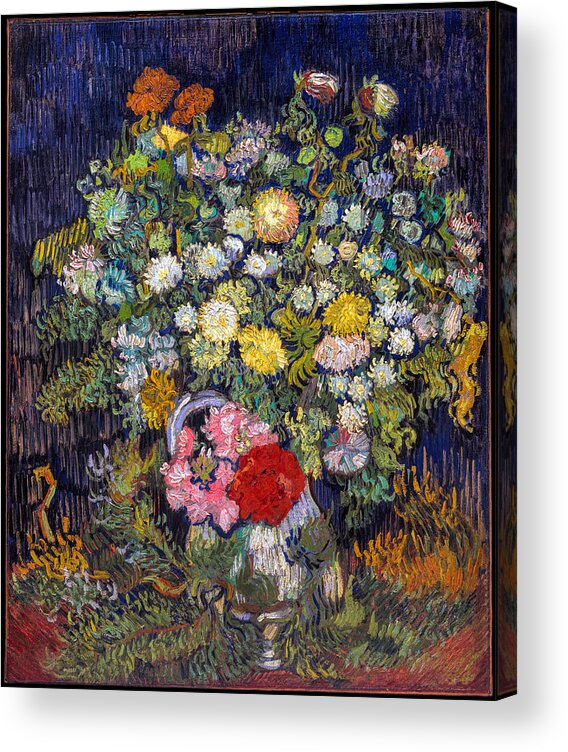 Bouquet Of Flowers In A Vase Acrylic Print featuring the photograph van Gogh's Vase     by S Paul Sahm