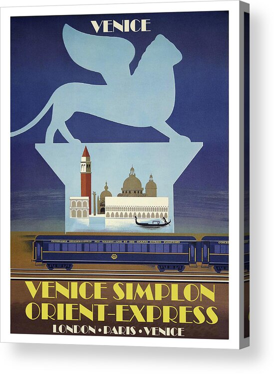 Venice Acrylic Print featuring the painting Venice, railway poster by Long Shot