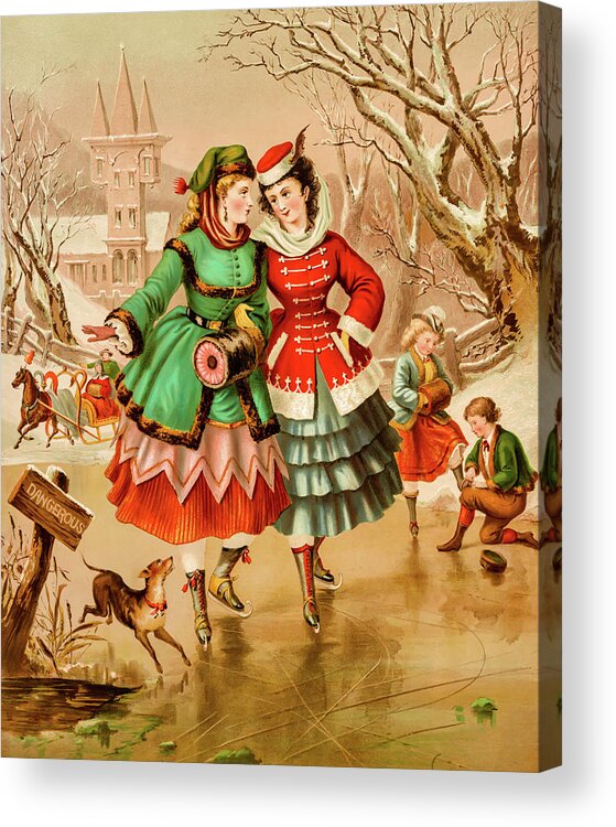 Christmas Acrylic Print featuring the photograph Victorian Ice Skaters by David Letts