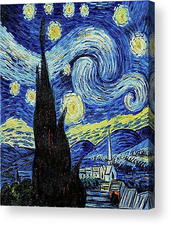 Vincent Van Gogh Acrylic Print featuring the painting Vincent van Gogh Starry Night Painting by Tony Rubino