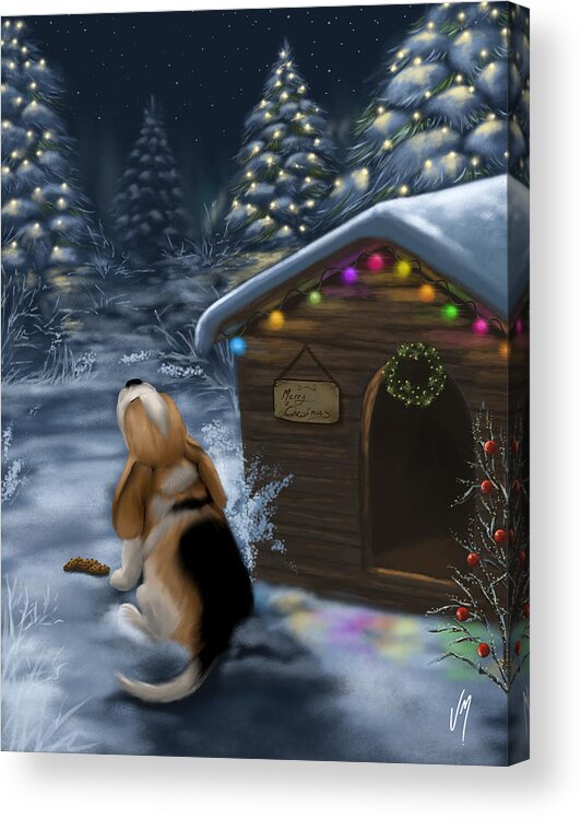 Christmas Acrylic Print featuring the painting Waiting for Santa Claus by Veronica Minozzi