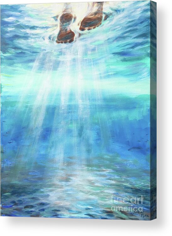 Water Acrylic Print featuring the painting Walking on Water by Melani Pyke