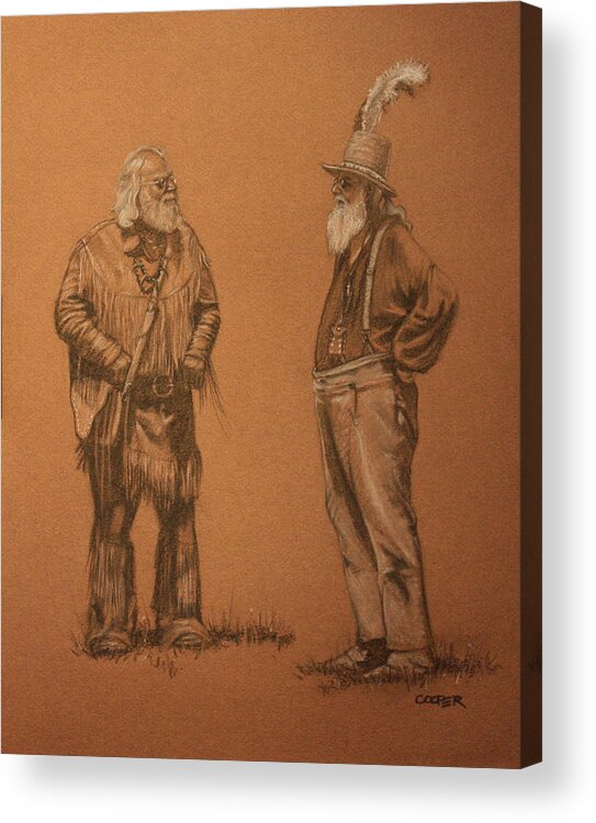 Mountain Men Acrylic Print featuring the drawing Wanna Buy a Hat? by Todd Cooper