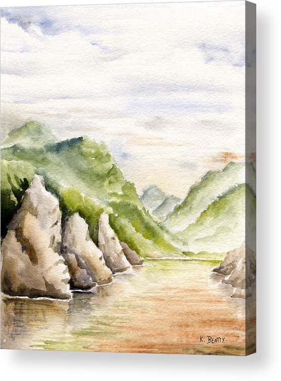 Watercolors Acrylic Print featuring the painting Watercolor Landscape Plein Air by Karla Beatty