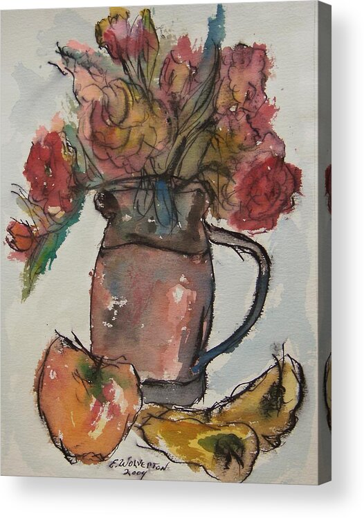 Floral Acrylic Print featuring the painting Watercolor Test Three by Edward Wolverton
