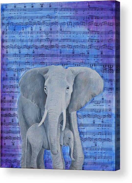 Elephant Acrylic Print featuring the painting What a Wonderful World by Emily Page