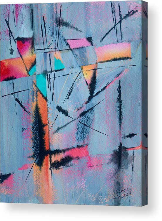 Abstract Acrylic Print featuring the painting What Lies Beneath by Nancy Jolley