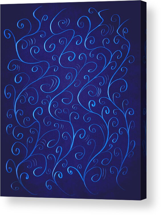 Swirl Acrylic Print featuring the digital art Whimsical Glowing Blue Swirls by Boriana Giormova