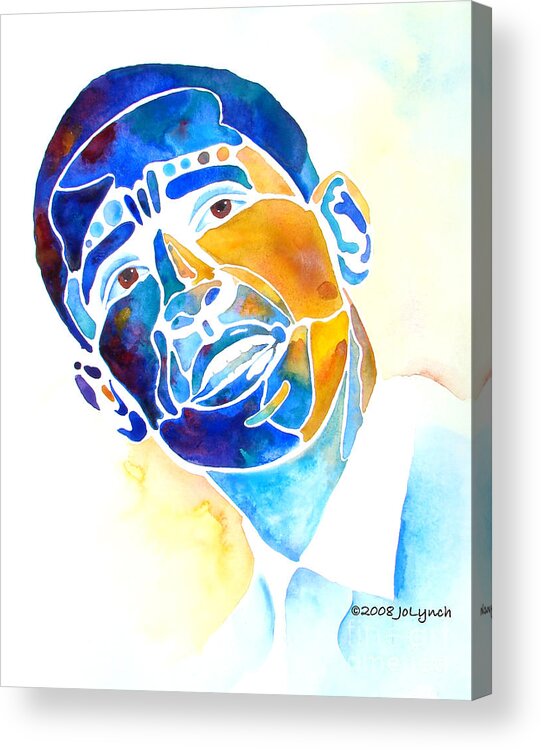 Obama Acrylic Print featuring the painting Whimzical Obama by Jo Lynch