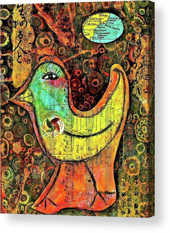 Bird Acrylic Print featuring the mixed media Whirly Bird by Bellesouth Studio