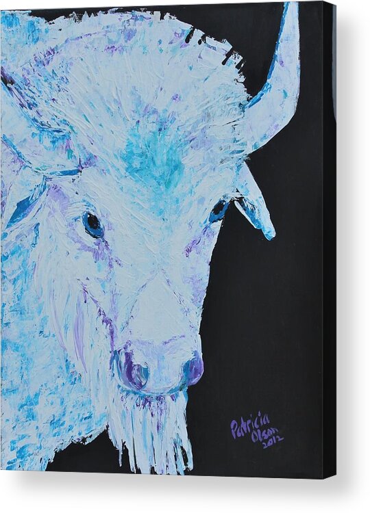 Buffalo Acrylic Print featuring the painting White Buffalo by Patricia Olson
