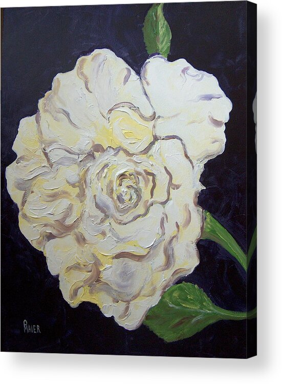 Flower Acrylic Print featuring the painting White Rose by Pete Maier